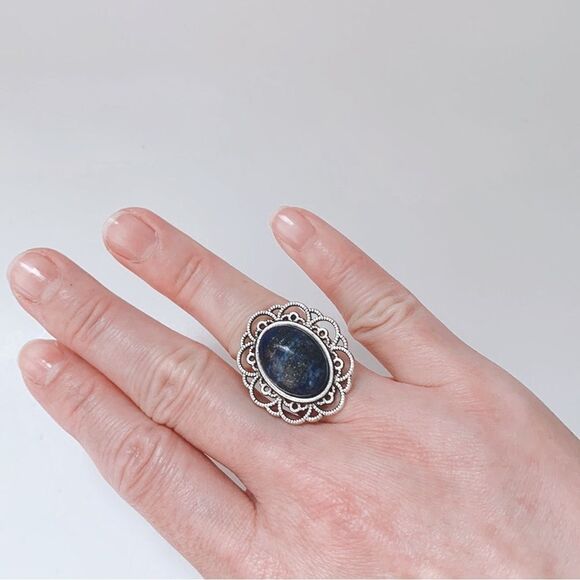 💍Beautiful Lapis Lazuli Natural Stone Ring - Picture 3 of 5